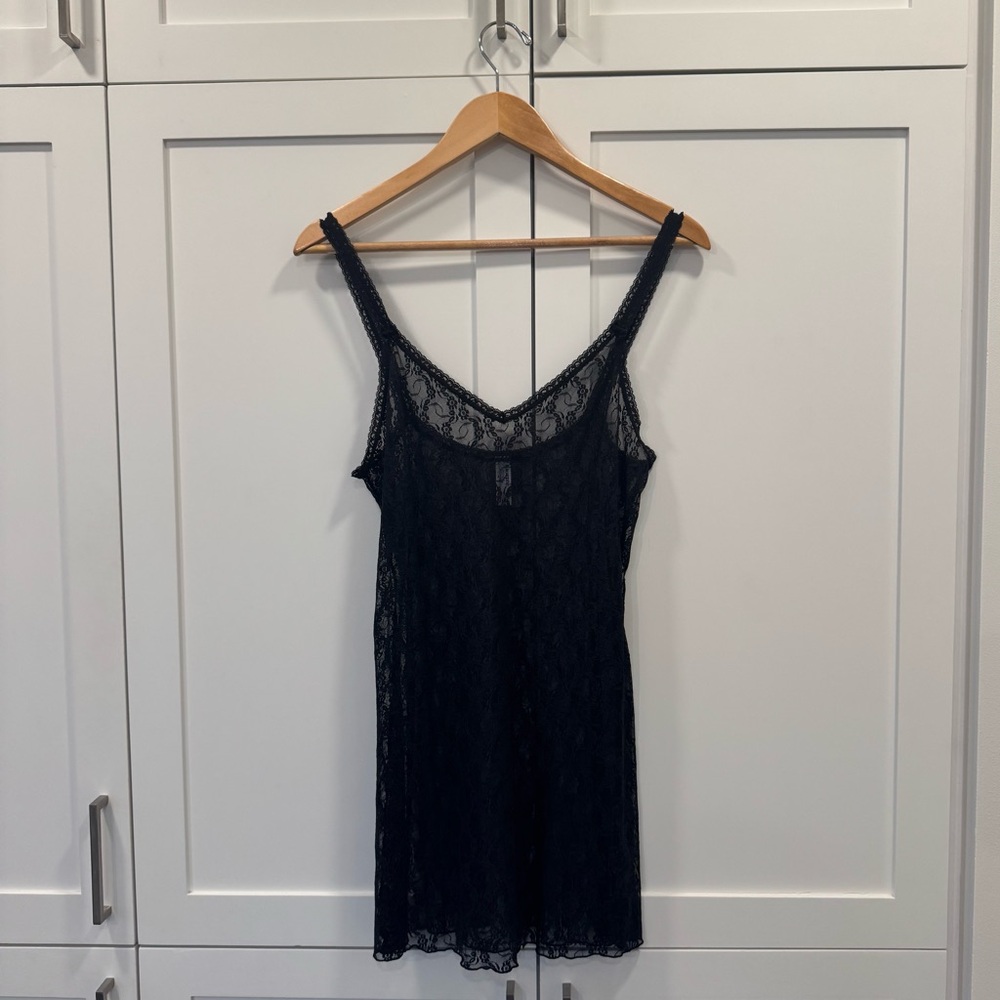 Elegant Black Lace Slip with Delicate Trim